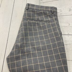 Noak Men's W32 x L26 Gray Check Slim Flat Front Eight Paw Dress Pants